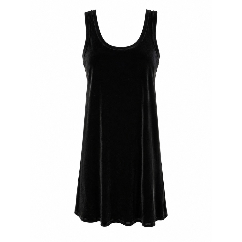 Vintage BCBG Dresses Stretch Velour Mini Dress Black Sleeveless Made USA S